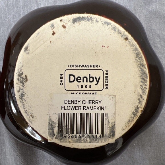 (2) Denby Flower Individual Mini Casserole Dish Cherry Red Discontinued Ramekin - Picture 8 of 11